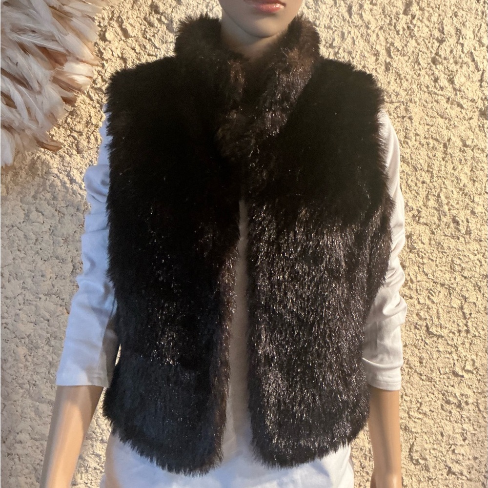 BIANCA NYGARD Elegant Dark Brown Faux Fur Vest
